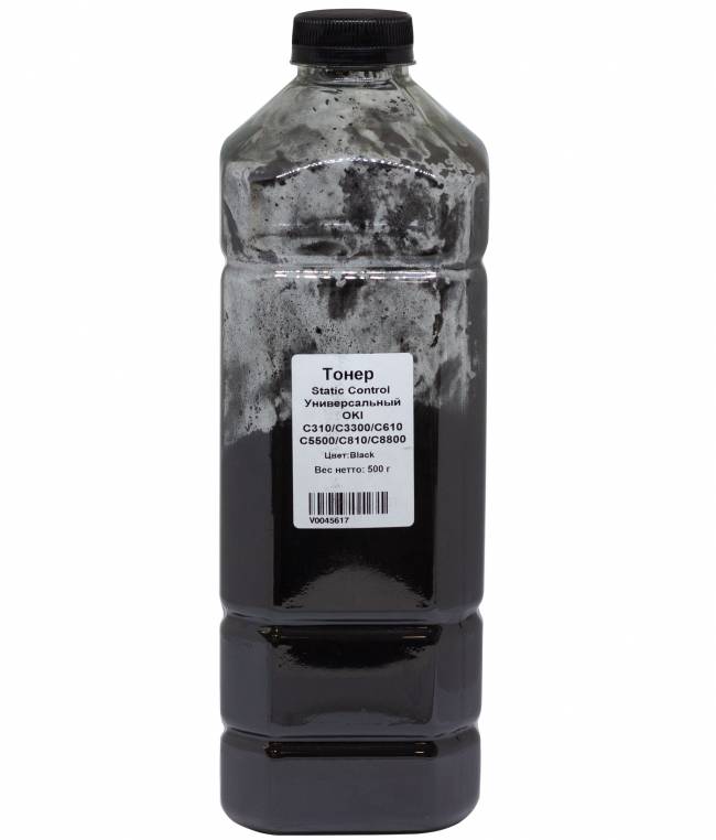 Тонер Static Control Универсальный для Oki C310/C3300/C610/C5500/C810/C8800, Bk, 500 г, канистра — для бизнеса и офиса
