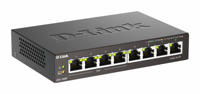Коммутатор D-Link DGS-1008P/F3A — для бизнеса и офиса