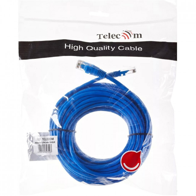 Патчкорд литой "Telecom" UTP кат.5е 15,0м синий VCOM NA102-L-15M