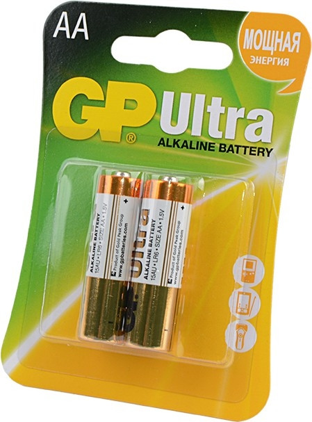 Алкалиновые батарейки GP Ultra Alkaline 15А AA - 2 шт. на блистере GP Ultra Alkaline 15А AA (4891199027581)