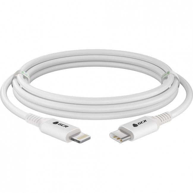 GCR Кабель PREMIUM 2.0m TypeC/Lightning MFI POWER DELIVERY 18 W, быстрая зарядка, белый силикон, AL case белый, белый ПВХ, GCR-53755 Кабель Greenconnect 2 м (GCR-53755)
