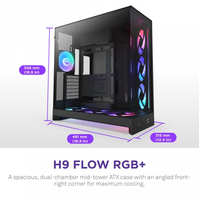 Корпус без блока питания NZXT H9 Flow RGB+ CM-H92FB-P1 — для бизнеса и офиса
