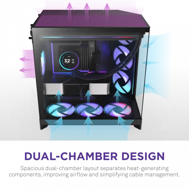 Корпус без блока питания NZXT H9 Flow RGB+ CM-H92FB-P1 — для бизнеса и офиса