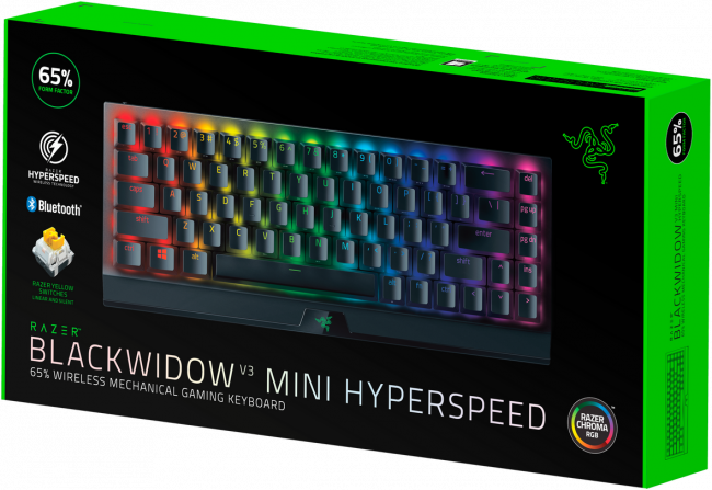 Игровая клавиатура Razer BlackWidow V3 Mini HyperSpeed (Yellow Switch) - Russian Layout Razer BlackWidow V3 Mini