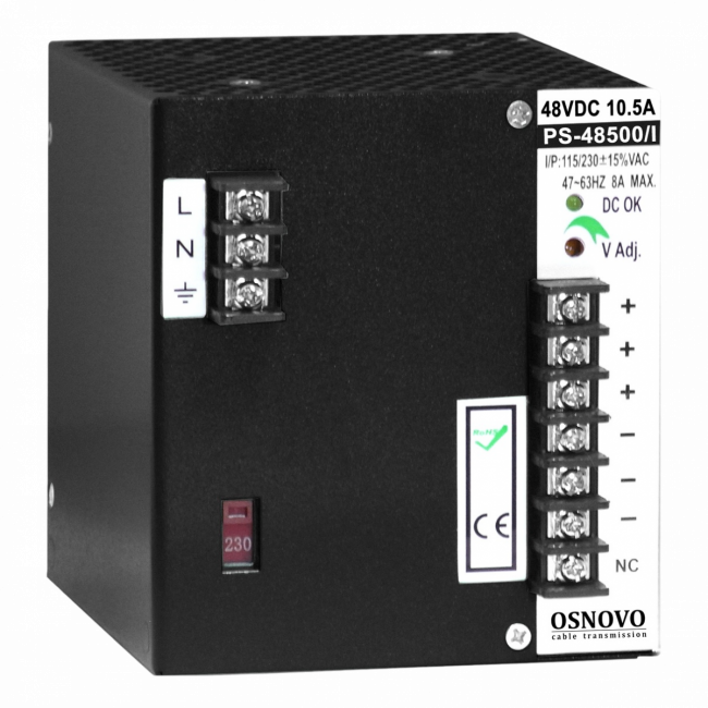 Блок питания OSNOVO PS-48500/I — для бизнеса и офиса Блок питания OSNOVO PS-48500/I — для бизнеса и офиса