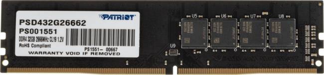 Память DDR4 32Gb 2666MHz Patriot PSD432G26662 — для бизнеса и офиса Память DDR4 32Gb 2666MHz Patriot PSD432G26662 — для бизнеса и офиса
