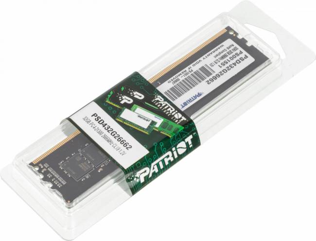 Память DDR4 32Gb 2666MHz Patriot PSD432G26662 — для бизнеса и офиса Память DDR4 32Gb 2666MHz Patriot PSD432G26662 — для бизнеса и офиса