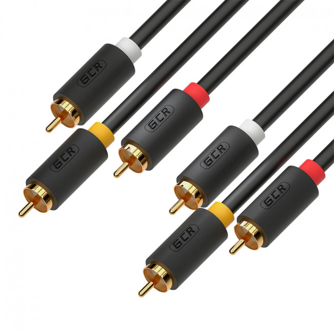 GCR Кабель 3.0m аудио 3 х RCA / 3 х RCA , GOLD, черный, GCR-51821 Greenconnect 3 х RCA - 3 х RCA 3м чёрный — для бизнеса и офиса