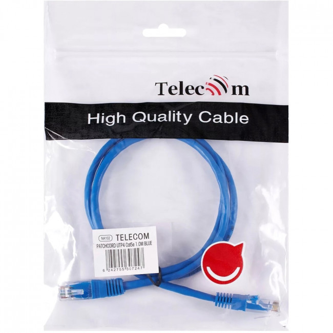 Патчкорд литой "Telecom" UTP кат.5е 1,0м синий VCOM NA102-L-1M
