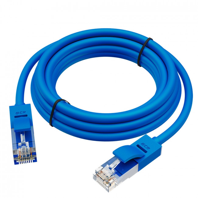 GCR Патч-корд прямой 35.0m UTP кат.5e, синий, позолоченные контакты, 24 AWG, литой, ethernet high speed 1 Гбит/с, RJ45, T568B, GCR-50947 Greenconnect RJ45(m) - RJ45(m) Cat. 5e UTP  35м синий — для бизнеса и офиса