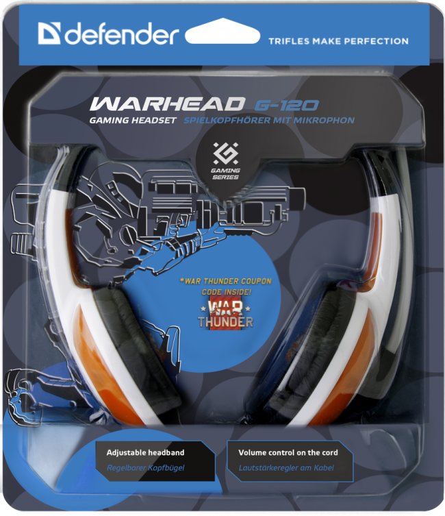 Defender Игровая гарнитура Warhead G-120 красный + белый, кабель 2 м Defender Warhead G-120