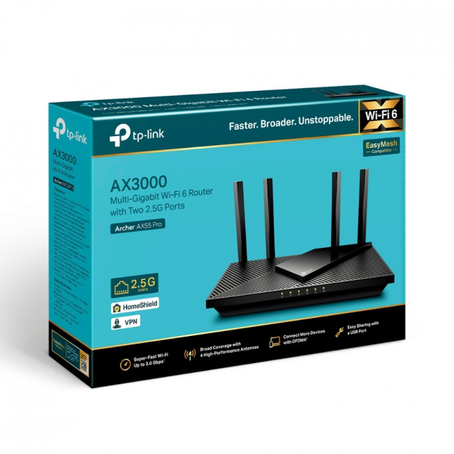 Маршрутизатор TP-Link Archer AX55 Pro — для бизнеса и офиса Маршрутизатор TP-Link Archer AX55 Pro — для бизнеса и офиса