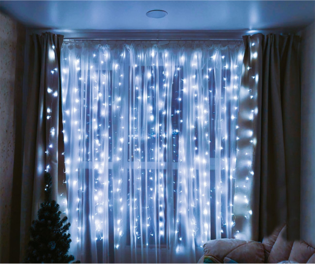 Гирлянда Гирлянда 360LED 220V, 8 режимов, 3х3 м, занавес, холодный белый