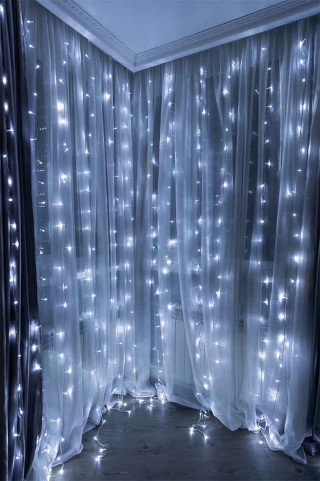 Гирлянда Гирлянда 360LED 220V, 8 режимов, 3х3 м, занавес, холодный белый