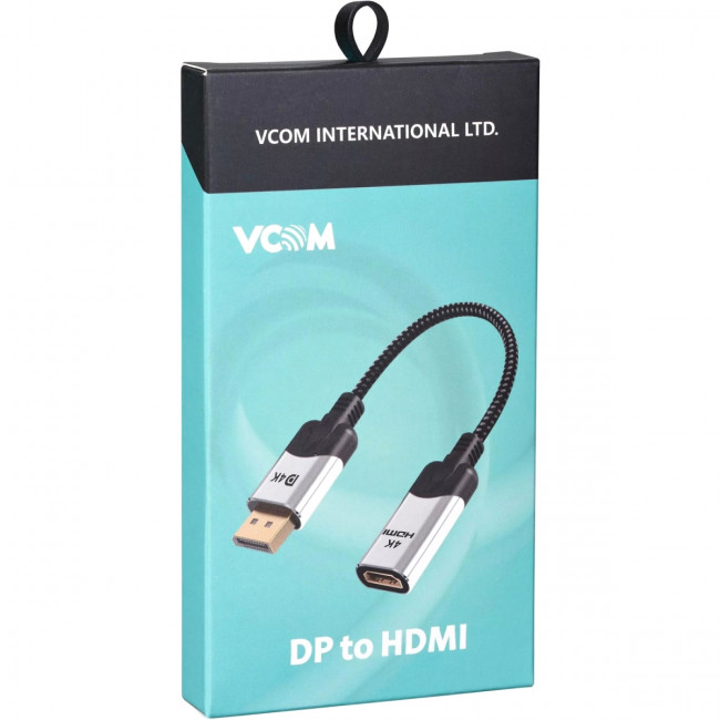 Адаптер DisplayPort(M) ---> HDMI(F) 0.15m 4K@60Hz VCOM <CG621M-0.15> Переходник VCOM DisplayPort M/HDMI F (CG621M-0.15)