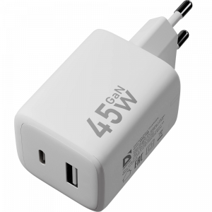 Defender Сетевой адаптер UPA-145 45W, USB A+C, белый Defender 83245