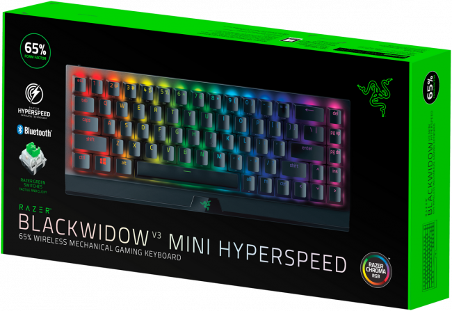 Игровая клавиатура Razer BlackWidow V3 Mini HyperSpeed (Green Switch) - Russian Layout Razer BlackWidow V3 Mini