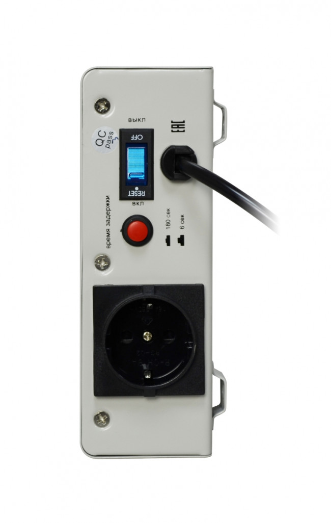 Стабилизатор POWERMAN AVS 1000S, ступенчатый регулятор, цифровые индикаторы уровней напряжения, 1000ВА, 140-260В, максимальный входной ток 7А, 1 евророзетка, IP-20, навесного исполнения, 290мм х 175мм х 68мм, 3,09 кг. POWERMAN AVS 1000S