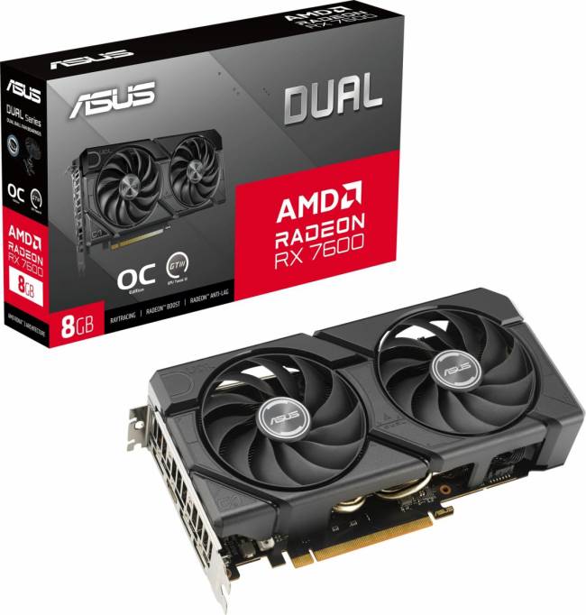 Видеокарта ASUS DUAL-RX7600-O8G-EVO — для бизнеса и офиса Видеокарта ASUS DUAL-RX7600-O8G-EVO — для бизнеса и офиса