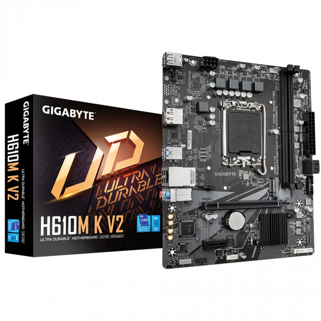 Материнская плата GIGABYTE H610M K V2 — для бизнеса и офиса Материнская плата GIGABYTE H610M K V2 — для бизнеса и офиса