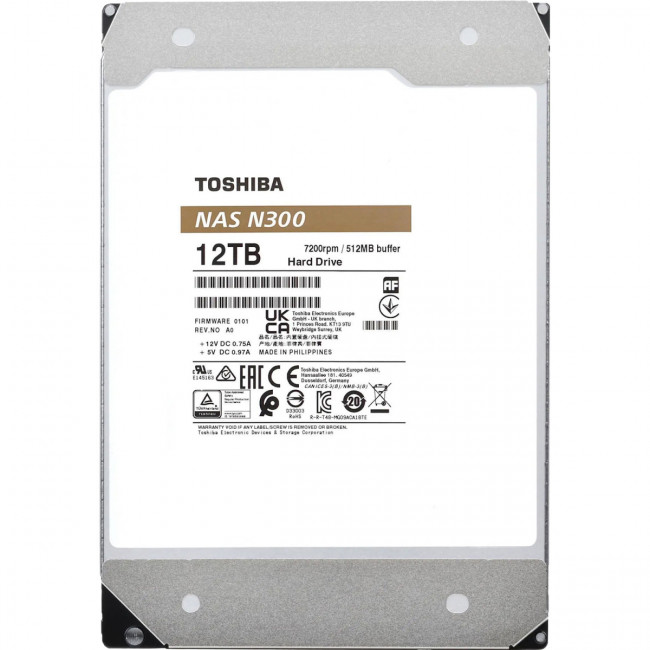 Жесткий диск Toshiba N300 NAS 12Tb (HDWG51CXZSTA) — для бизнеса и офиса