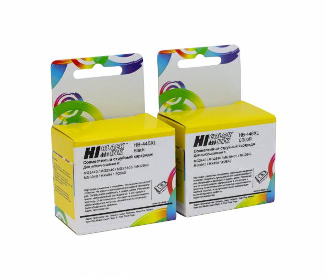 Комплект струйных картриджей Hi-Black для Canon HB-445XL(Bk)+HB-446XL(color) — для бизнеса и офиса