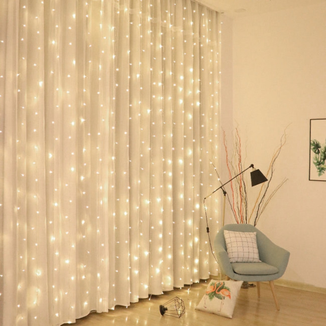 Гирлянда Гирлянда 360LED 220V, 8 режимов, 3х3 м, занавес, тёплый белый