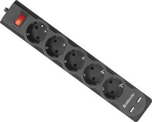 Сетевой фильтр Defender DFS 755 5,0 м, 5 розеток, 2xUSB, 2.1A Defender DFS 755 (5 м, 5 розеток)