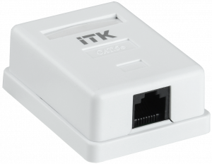 Настенная информационная розетка RJ45 8P8C, кат.5Е, UTP, 1-порт, белая ITK CS2-1C5EU-12