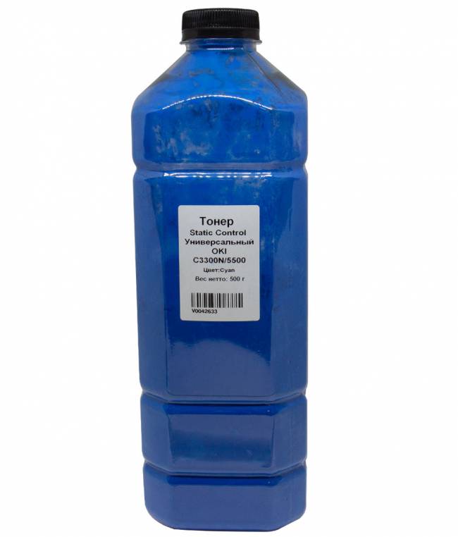 Тонер Static Control Универсальный для Oki C3300N/5500, С, 500 г, флакон — для бизнеса и офиса