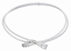 ITK Коммутационный шнур кат.5E UTP LSZH 1м slim колпачок с язычком белый ITK PC08-C5EUL-1M-SL-WT