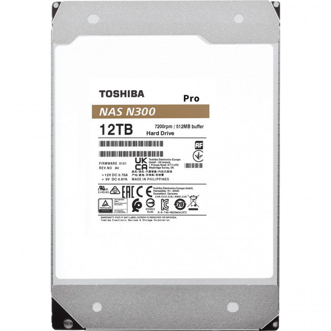 Жесткий диск Toshiba N300 Pro NAS 12Tb (HDWG51CXZSTB) — для бизнеса и офиса