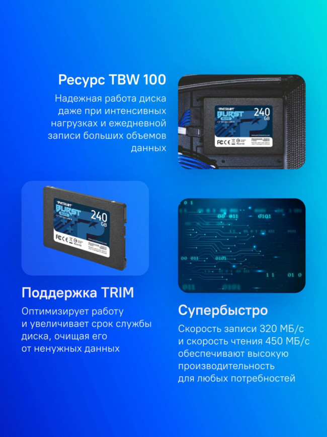 Накопитель SSD Patriot PBE240GS25SSDR — для бизнеса и офиса