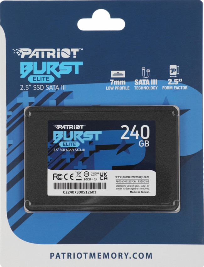 Накопитель SSD Patriot PBE240GS25SSDR — для бизнеса и офиса