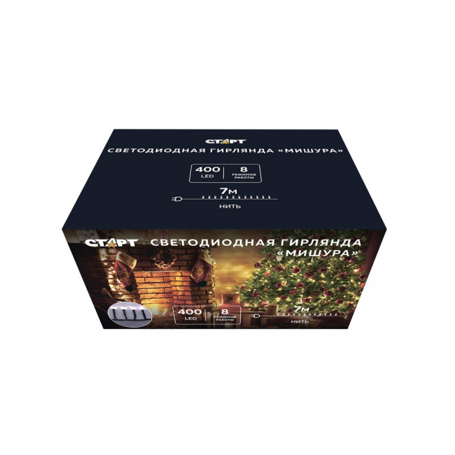Гирлянда Гирлянда 400LED 220V, 8 режимов, 7 м, нить, мягкий белый