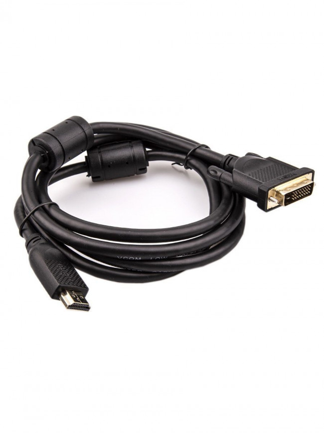 Кабель HDMI AM/DVI(24+1)M, 1.8м, CU, 1080P@60Hz, 2F, VCOM <CG484G-1.8M> VCOM HDMI (m) - DVI-D (m) 1.8м