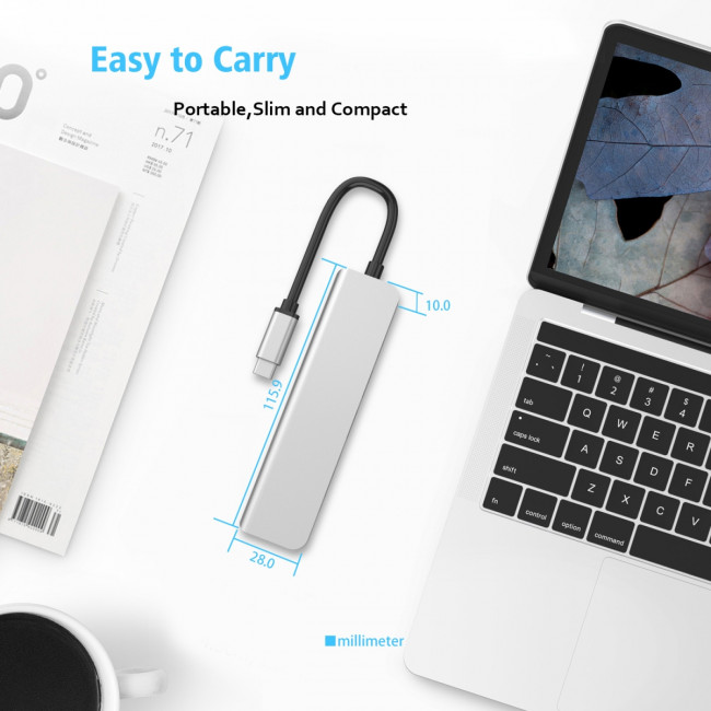 Адаптер Type-CM-->HDMI 4K*30Hz+2*USB3.0+TF+SD+PD AlumiShell, VCOM <CU4371> VCOM CU4371