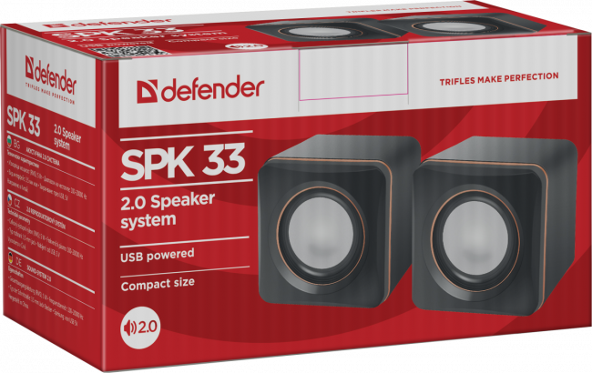 Defender#1 Акустическая 2.0 система SPK 33 5 Вт, питание от USB Defender SPK 33