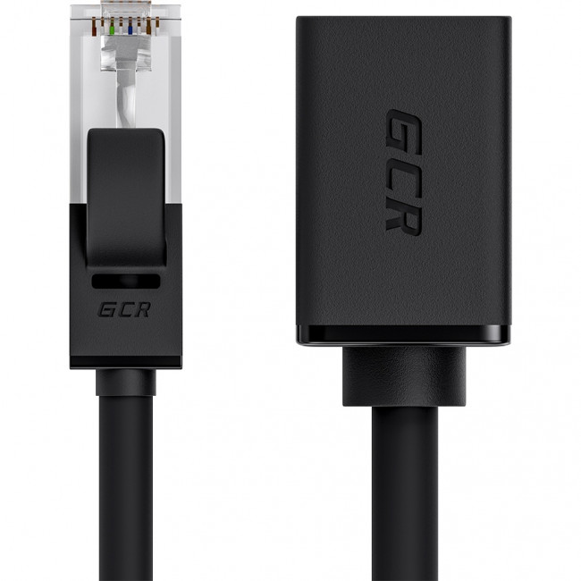 GCR Удлинитель патч-корда прямой 0.15m, FTP медь, кат.6, черный, никелированный коннектор, 24 AWG, Premium ethernet high speed 10 Гбит/с, RJ45, T568B, GCR-51571 Greenconnect GCR-51571 — для бизнеса и офиса