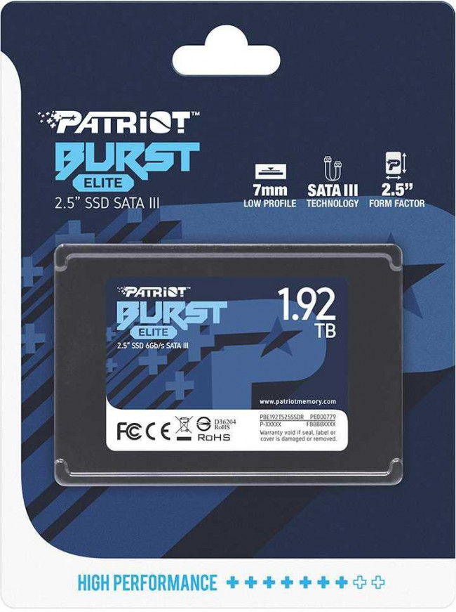 Накопитель SSD Patriot PBE192TS25SSDR — для бизнеса и офиса