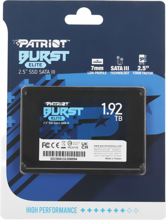 Накопитель SSD Patriot PBE192TS25SSDR — для бизнеса и офиса