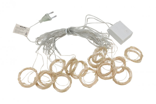 Гирлянда Гирлянда 450LED 220V, 8 режимов, 3х3 м, занавес, медь, тёплый белый