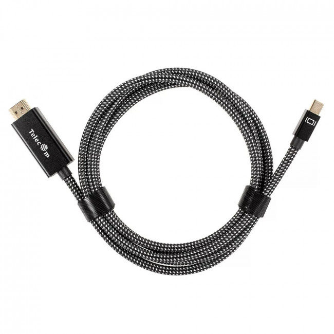 Кабель miniDisplayPort M-> HDMI M 4K@120Hz/8K@30Hz 1.8m Telecom,оплетка (TA820M-1.8M) Кабель-переходник Telecom Mini DisplayPort M/HDMI M (TA820M-1.8M) — для бизнеса и офиса