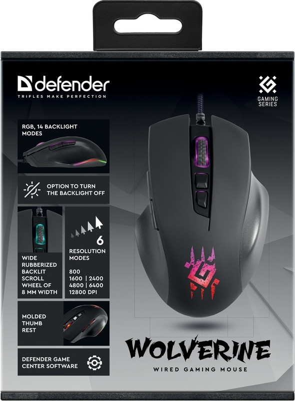 Defender Проводная игровая мышь Wolverine GM-700L RGB,7кнопок,12800dpi Defender Wolverine GM-700L (52700) Defender Проводная игровая мышь Wolverine GM-700L RGB,7кнопок,12800dpi Defender Wolverine GM-700L (52700)