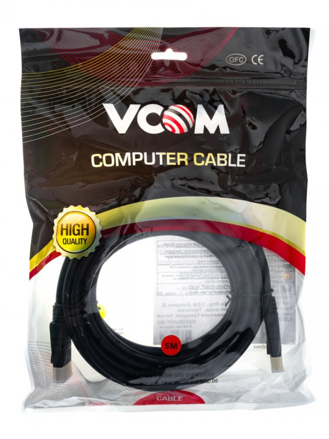 Кабель соединительный DISPLAY PORT v1.2, 4K@60Hz, 5m VCOM <VHD6220-5M> VCOM DisplayPort (m) - DisplayPort (m) 5м