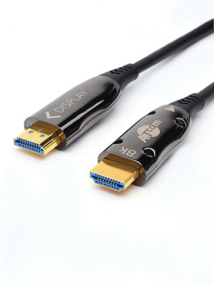 Кабель HDMI 50 м (HIGH speed, Metal gold,  Optical) 8K VER 2.1 ATcom HDMI 2.1 (m) - HDMI 2.1 (m) 50 м