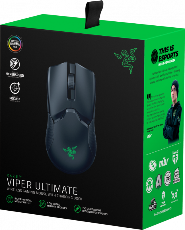 Игровая мышь Razer Viper Ultimate & Mouse Dock Razer Viper Ultimate — для бизнеса и офиса