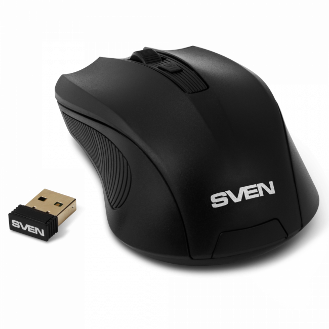 Беспроводная мышь SVEN RX-400W чёрная (3+1кл. 600/1000/1400DPI, блист) Sven SV-014674 — для бизнеса и офиса