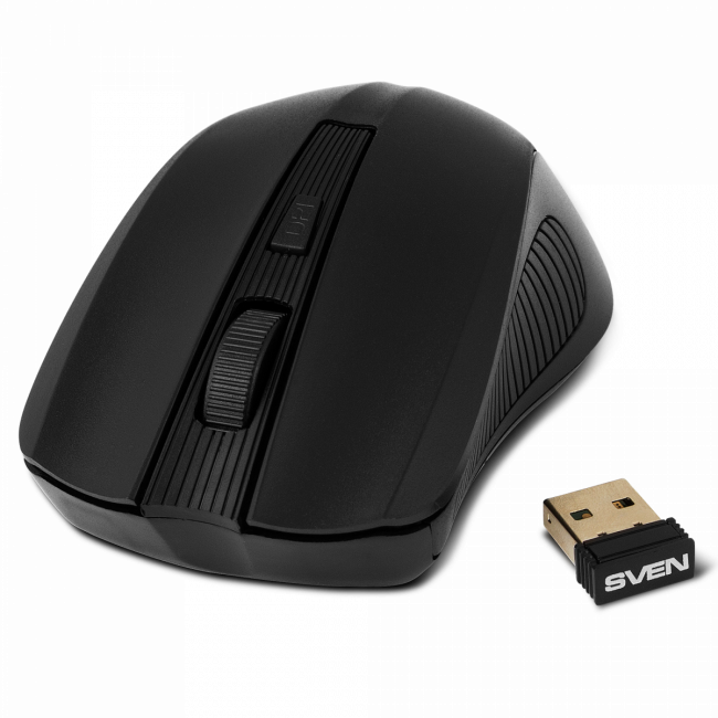 Беспроводная мышь SVEN RX-400W чёрная (3+1кл. 600/1000/1400DPI, блист) Sven SV-014674 — для бизнеса и офиса