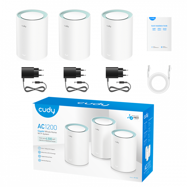 Wi-Fi Mesh-система Cudy M1300(3-Pack) — для бизнеса и офиса Wi-Fi Mesh-система Cudy M1300(3-Pack) — для бизнеса и офиса